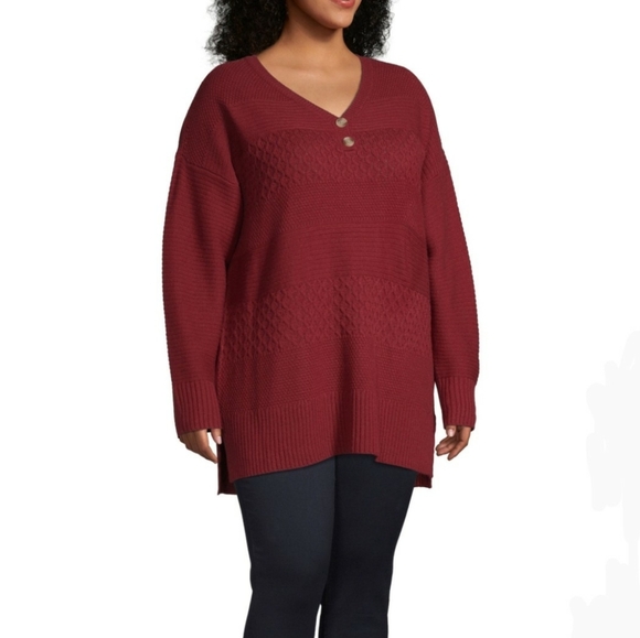 St. John's Bay-Plus Womens Henley Neck Long Sleeve - Picture 2 of 5